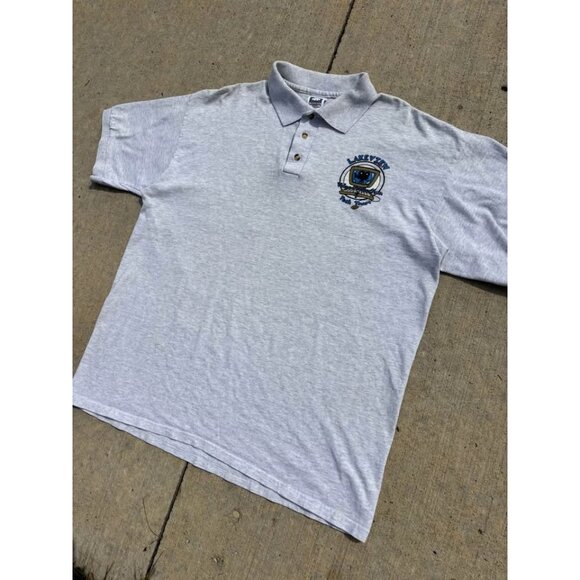 90’s Light Grey Blank Polo short Sleeve Shirt Single Stitch - Picture 3 of 5